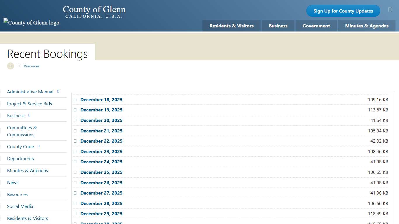 Recent Bookings | County of Glenn