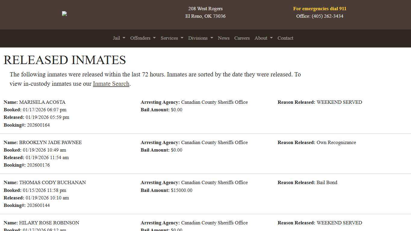 Released | Canadian County Sheriff's Office
