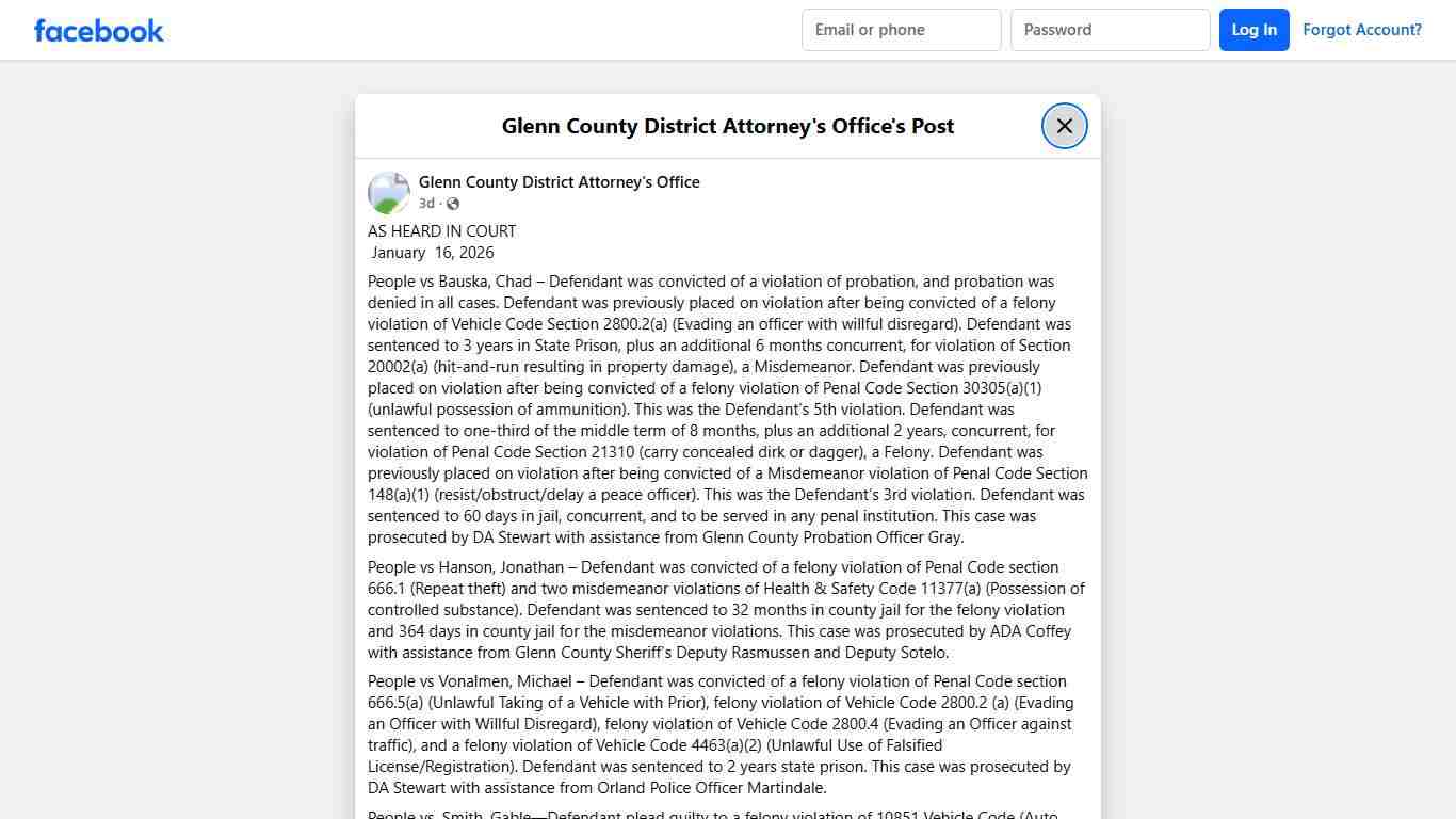 AS HEARD IN... - Glenn County District Attorney's Office | Facebook